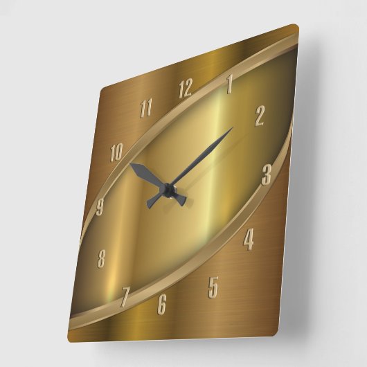 光沢のあるメタリック黄金の幾何学的エレガントデザイン スクエア壁時計 (傾斜)