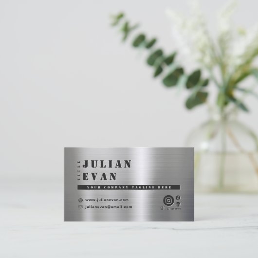 光沢のあるモダンつや消しメタルはっきりしたステンシ男らしュ 名刺 (スタンド正面)