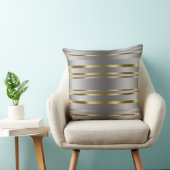 光沢のあるモダンシルバーと金ゴールドのパタストライプーン クッション (椅子)