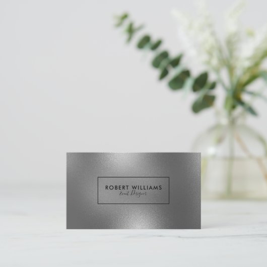 光沢のあるモダンシルバーグレーの抽象芸術背景 名刺 (スタンド正面)