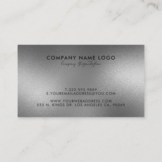 光沢のあるモダンシルバーグレーの抽象芸術背景 名刺 (裏面)
