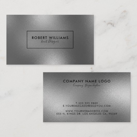 光沢のあるモダンシルバーグレーの抽象芸術背景 名刺 (正面/裏面)