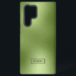 光沢のあるモダン緑の抽象芸術背景モノグラム SAMSUNG GALAXY S22 ULTRAケース<br><div class="desc">モダンエレガントシンプル抽象芸術の緑の背景モノグカスタムラム</div>
