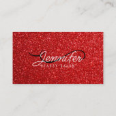 光沢のあるモダン赤いグリッターヘアスタイリスト美しいサロン 名刺 (裏面)