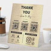 光沢のあるモダン金ゴールドスキャンで3つのQRコードを支払う 台座サイン (インサイチュ)