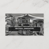 光沢のあるモダン鋼玉軸受のハードウェアストア 名刺 (正面)