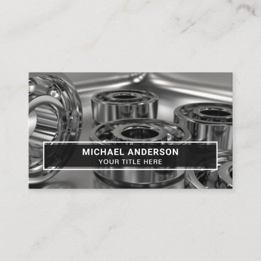 光沢のあるモダン鋼玉軸受のハードウェアストア 名刺 (正面)