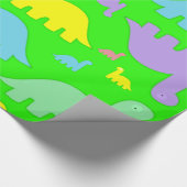 光沢のあるラッピング紙カラフル、恐竜の緑 ラッピングペーパー (角)