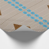 光沢のあるラッピング紙ストライプ茶色の花ブルーフラワー ラッピングペーパー (角)