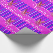 光沢のあるラッピング紙ピンクヒール女の子持っているおもしろい ラッピングペーパー (角)