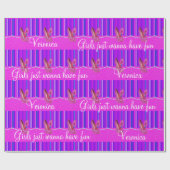 光沢のあるラッピング紙ピンクヒール女の子持っているおもしろい ラッピングペーパー (フラット)