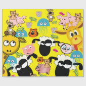 光沢のあるラッピング紙動物動物キリン象 ラッピングペーパー (フラット)