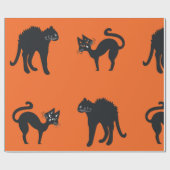光沢のあるラッピング紙黒猫ハロウィン ラッピングペーパー (フラット)