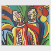 光沢のあるラッピング紙、アフリカ人女性オウム ラッピングペーパー (フラット)