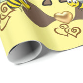 光沢のあるラッピング紙、シープビーブラウンハート ラッピングペーパー (ロールコーナー)