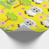光沢のあるラッピング紙、ヒツジの木のフローラ黄色 ラッピングペーパー (角)
