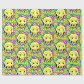 光沢のあるラッピング紙、ヒツジ黄色のハート ラッピングペーパー (フラット)