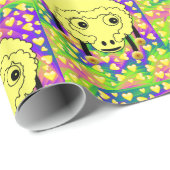 光沢のあるラッピング紙、ヒツジ黄色のハート ラッピングペーパー (ロールコーナー)