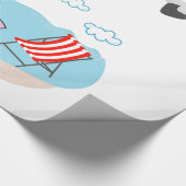 光沢のあるラッピング紙、ビーチ猫鳥 ラッピングペーパー (角)