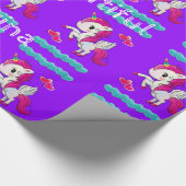 光沢のあるラッピング紙、ユニコーンブルーハート紫 ラッピングペーパー (角)