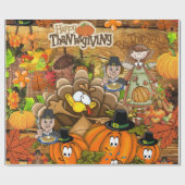 光沢のあるラッピング紙、感謝祭トルコ ラッピングペーパー (フラット)