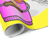 光沢のあるラッピング紙、漁師魚釣りイエロー ラッピングペーパー (ロールコーナー)