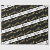 光沢のあるラッピング紙、白黒の音楽ノート ラッピングペーパー (フラット)