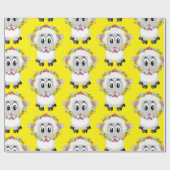 光沢のあるラッピング紙、羊のフローラ黄色 ラッピングペーパー (フラット)