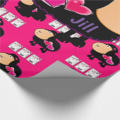 光沢のあるラッピング紙、羊ピンクハート ラッピングペーパー (角)