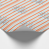 光沢のあるラッピング紙、青とオレンジのストライプ星 ラッピングペーパー (角)