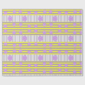 光沢のあるラッピング紙、黄色の紫ストライプ色 ラッピングペーパー (フラット)