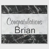 光沢のあるラッピング紙、黒と白の大理石 ラッピングペーパー (フラット)