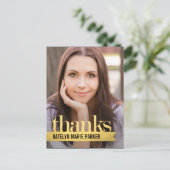 光沢のあるリボンの卒業サンキューカード ポストカード (スタンド正面)