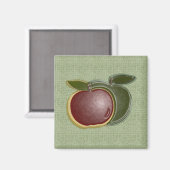光沢のあるリンゴ（セージ）磁石 マグネット (正面/裏面)