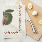 光沢のあるリンゴ（斑点） キッチンタオル (四つ折り)