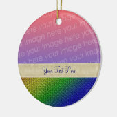 光沢のあるレインボーストライプズの写真オーナメント セラミックオーナメント (左)