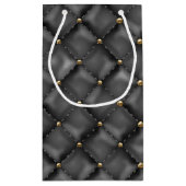 光沢のあるレザーテクスチャ(金ゴールド真珠) スモールペーパーバッグ (裏面)