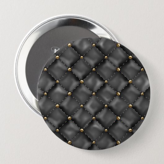 光沢のあるレザーテクスチャ(金ゴールド真珠) 缶バッジ (正面&裏面)