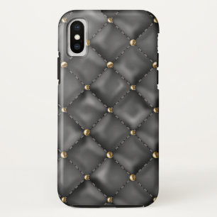 光沢のあるレザーテクスチャ(金ゴールド真珠) iPhone XSケース