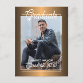 光沢のあるレッドカッパーの卒業発表 ポストカード (正面)