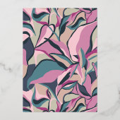 光沢のあるレトロカラフルGroovy抽象芸術結婚の 箔招待状 (裏面)