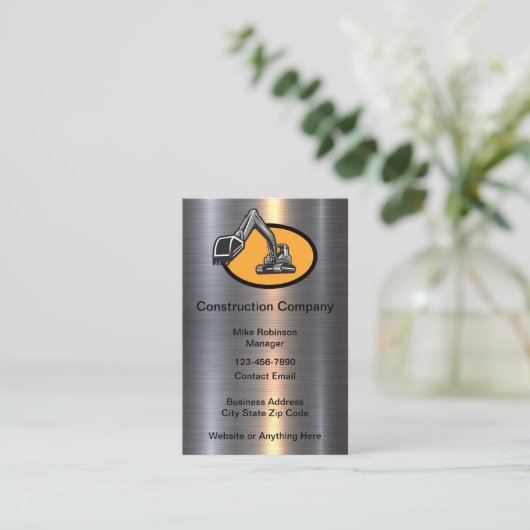 光沢のある上品な建設名刺 名刺 (スタンド正面)