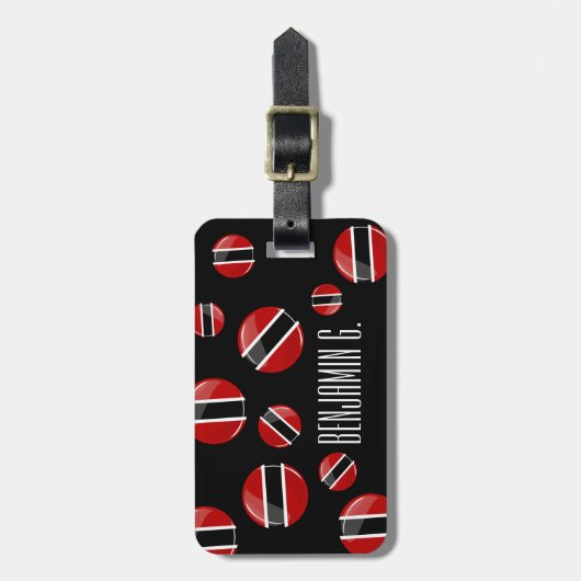 光沢のある丸いトリニダードトバゴ旗 ラゲッジタグ (正面縦)