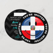 光沢のある丸いドミニカ共和国国旗 招待状 (正面/裏面)