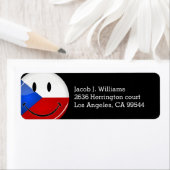 光沢のある丸い笑顔のチェコ国旗 ラベル (インサイチュ)