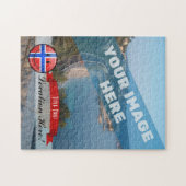 光沢のある丸い笑顔のノルウェー国旗 ジグソーパズル (横)