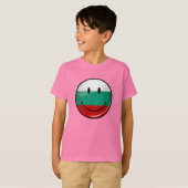 光沢のある丸い笑顔のブルガリア国旗 Tシャツ (正面フル)