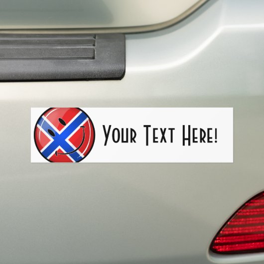 光沢のある丸い笑顔ノルウェーの旗 バンパーステッカー (車上)