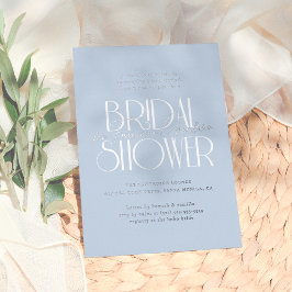 光沢のある何か青 |モダンフローラブライダルシャワー 箔招待状