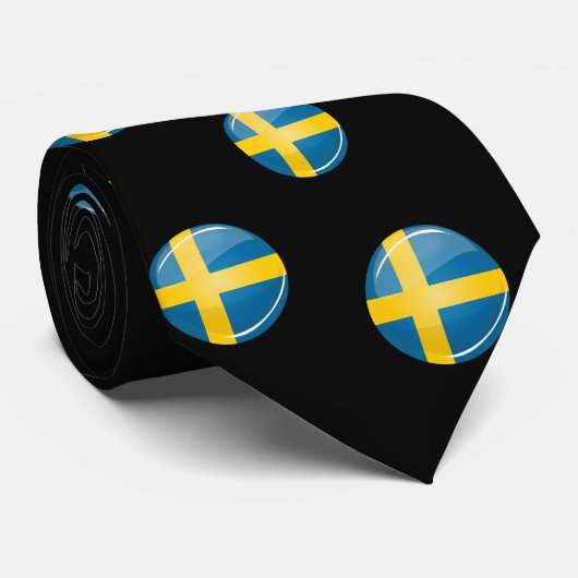 光沢のある円形のスウェーデンの旗 ネクタイ (ロール)